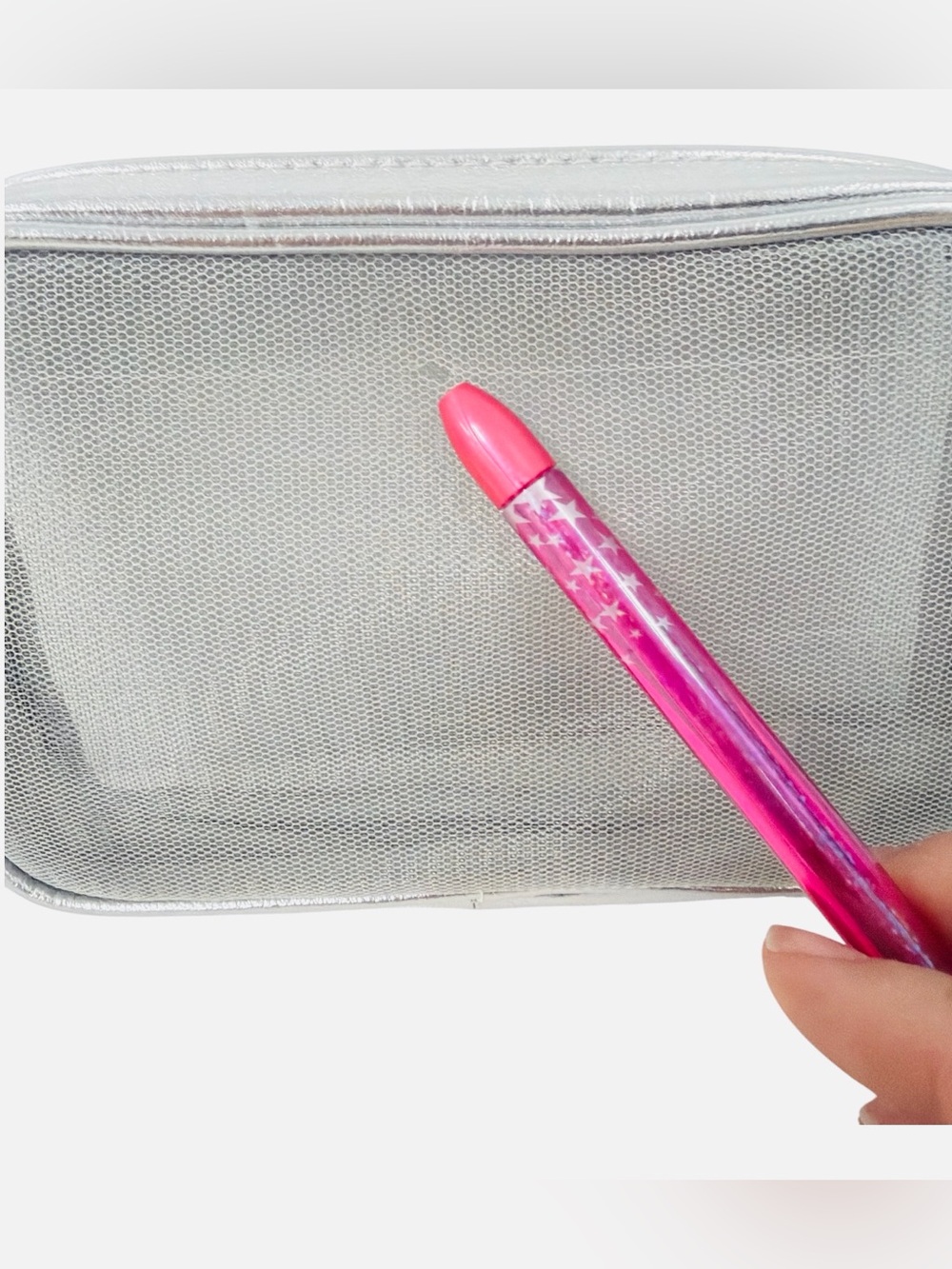 Victoria’s Secret Makeup Bag Silver Mesh - Picture 5 of 7